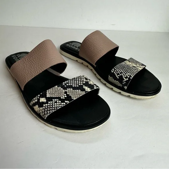Sorel Ella II Sandals Women's Size 6 EU 37 Shoes Pink Tan Snakeskin Beach Travel - Picture 9 of 9